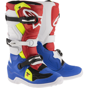 Alpinestars Youth Tech 7S Boots (Blue/White/Red/Yellow Fluorescent)